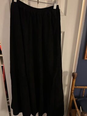 Eskandar Black Suede Women's Maxi Skirt - Elastic Waist
